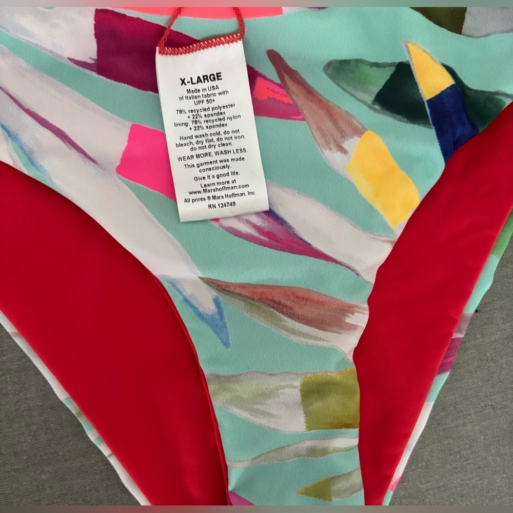 NWT Mara Hoffman Colorful Abstract Bikini with triangle top - Picture 3 of 3
